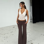 Livia low waist bukser - mørk brun