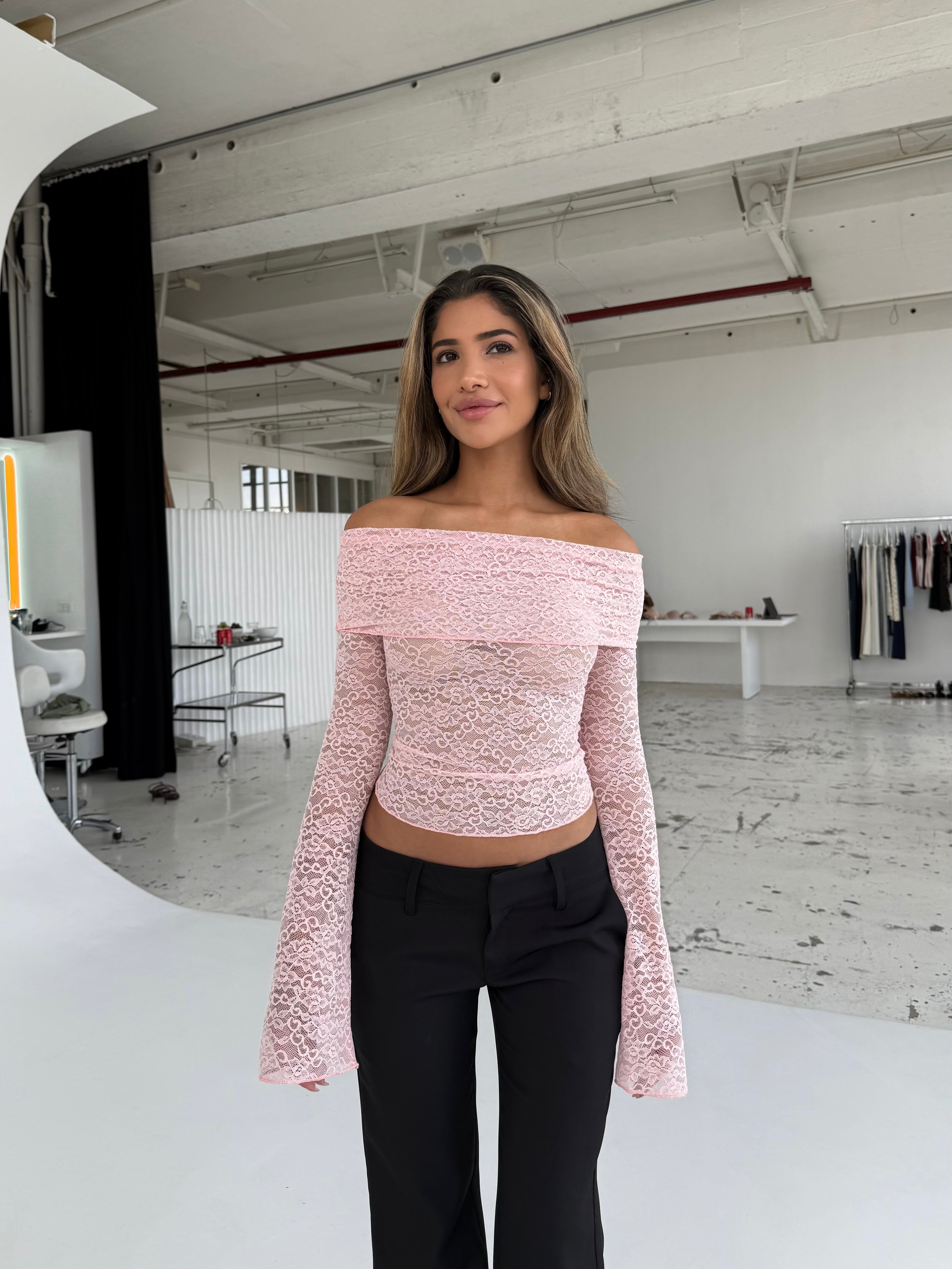 Kaia lace top - lyserød