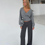 Wool blend wrap cardigan - mellem grå