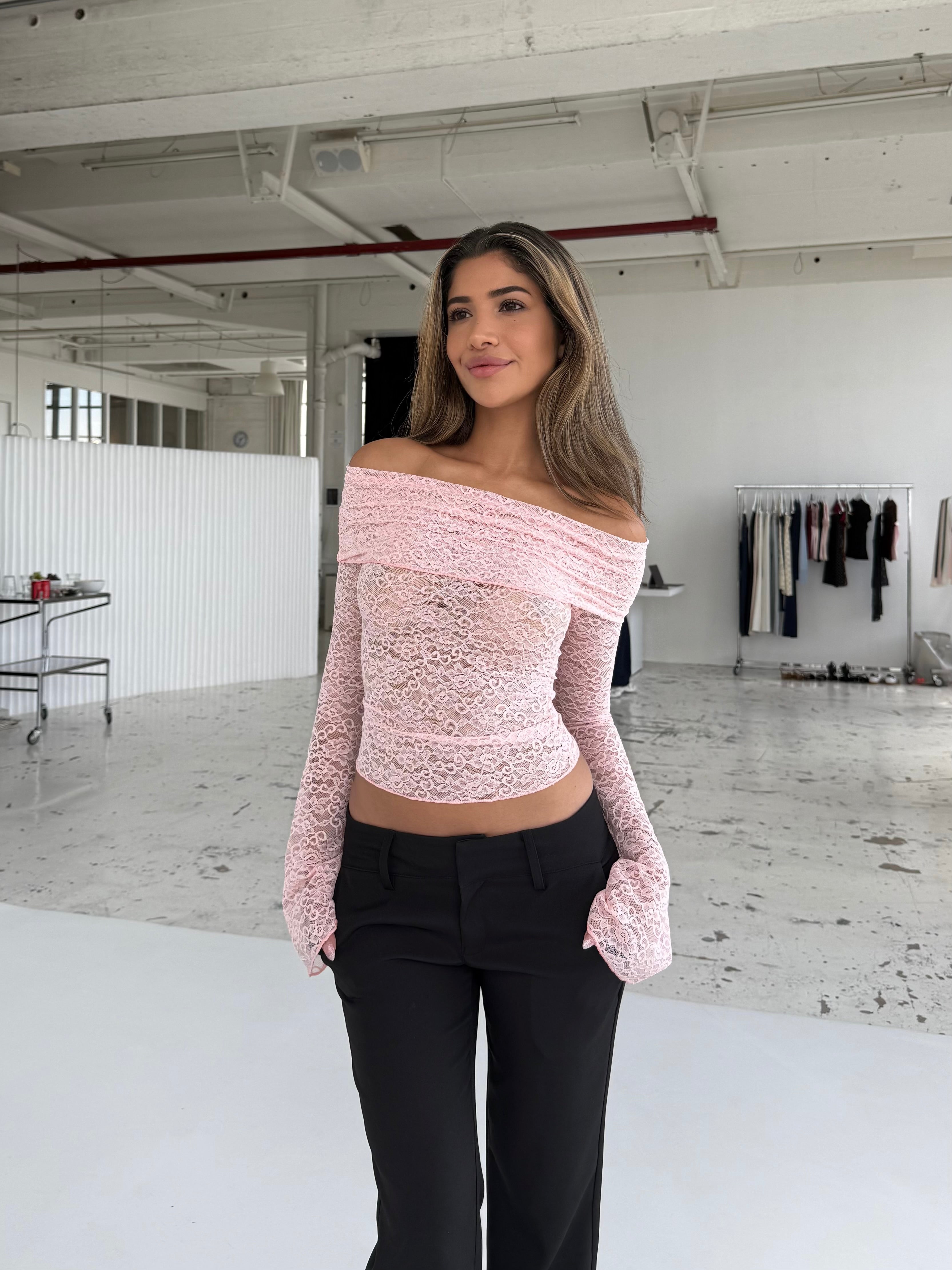 Kaia lace top - lyserød