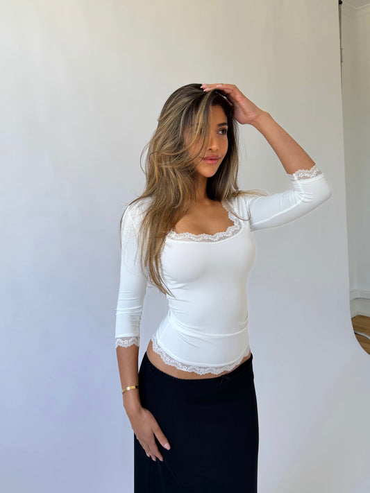 Blair quarter sleeve top - hvid