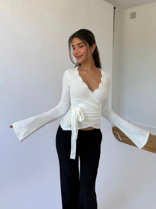 Wool crochet ballerina cardigan - hvid