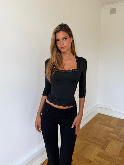 Blair quarter sleeve top - sort