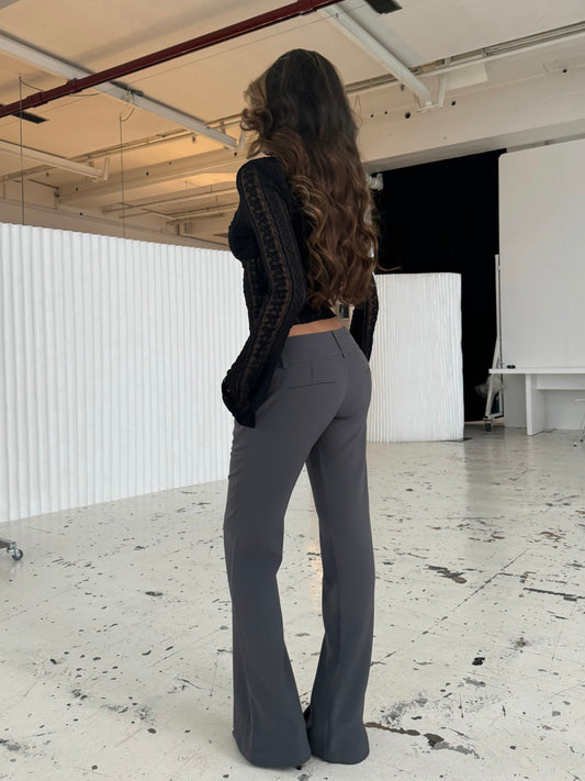 Livia low waist bukser - mørk grå