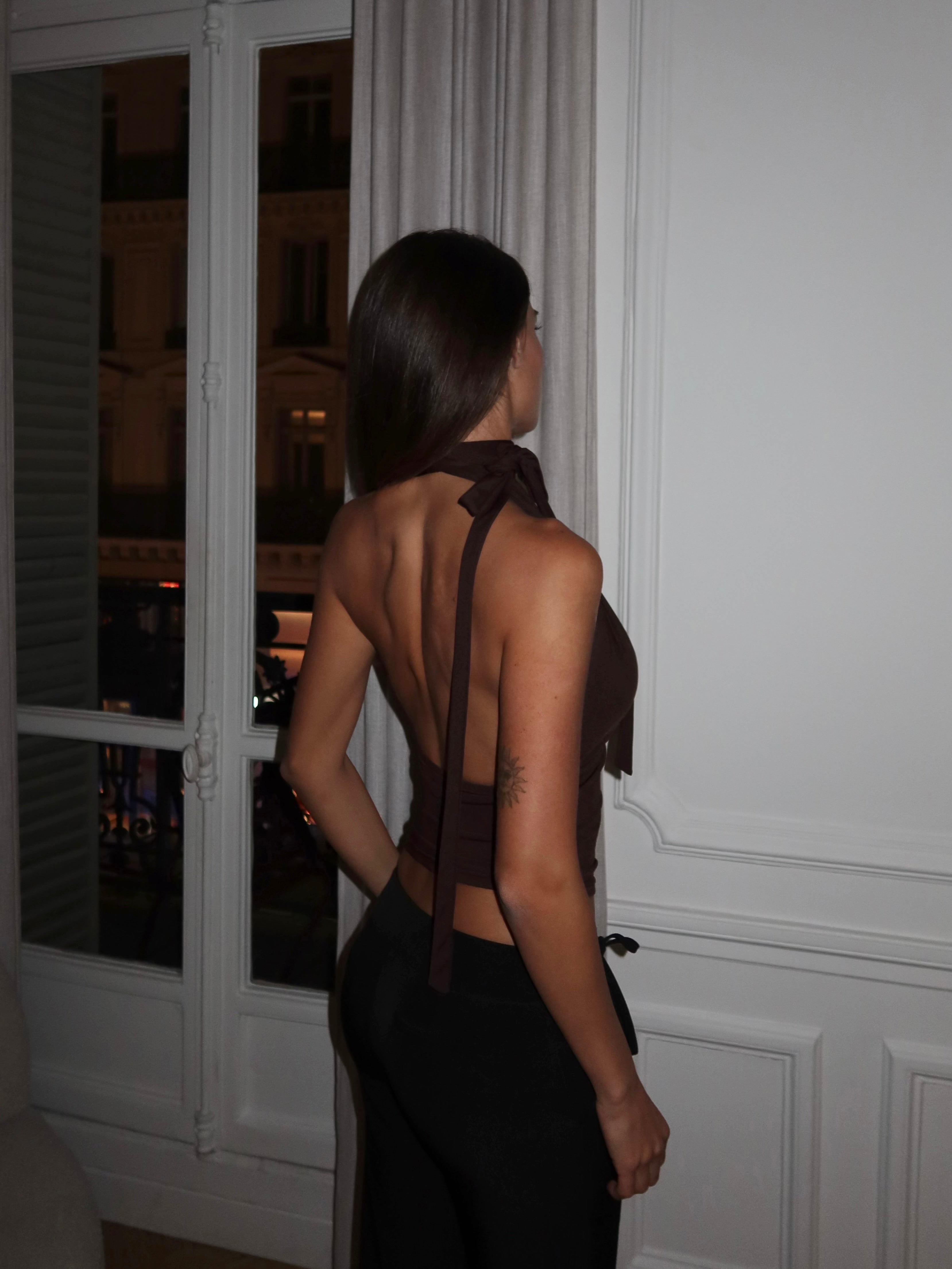 Mila multi top - mørk brun