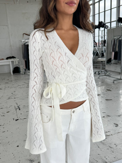 Lacework wool ballerina - hvid