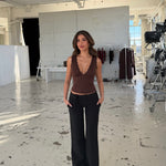 Basic lace top - mørk brun