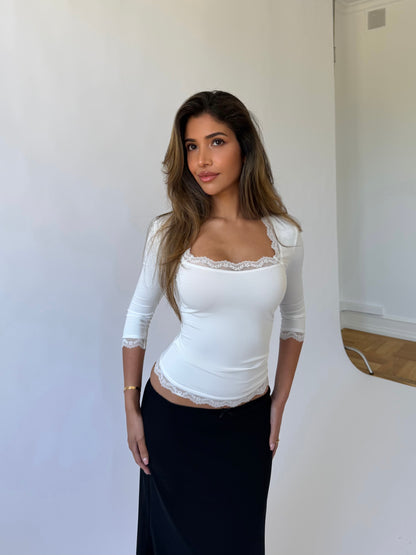 Blair quarter sleeve top - hvid
