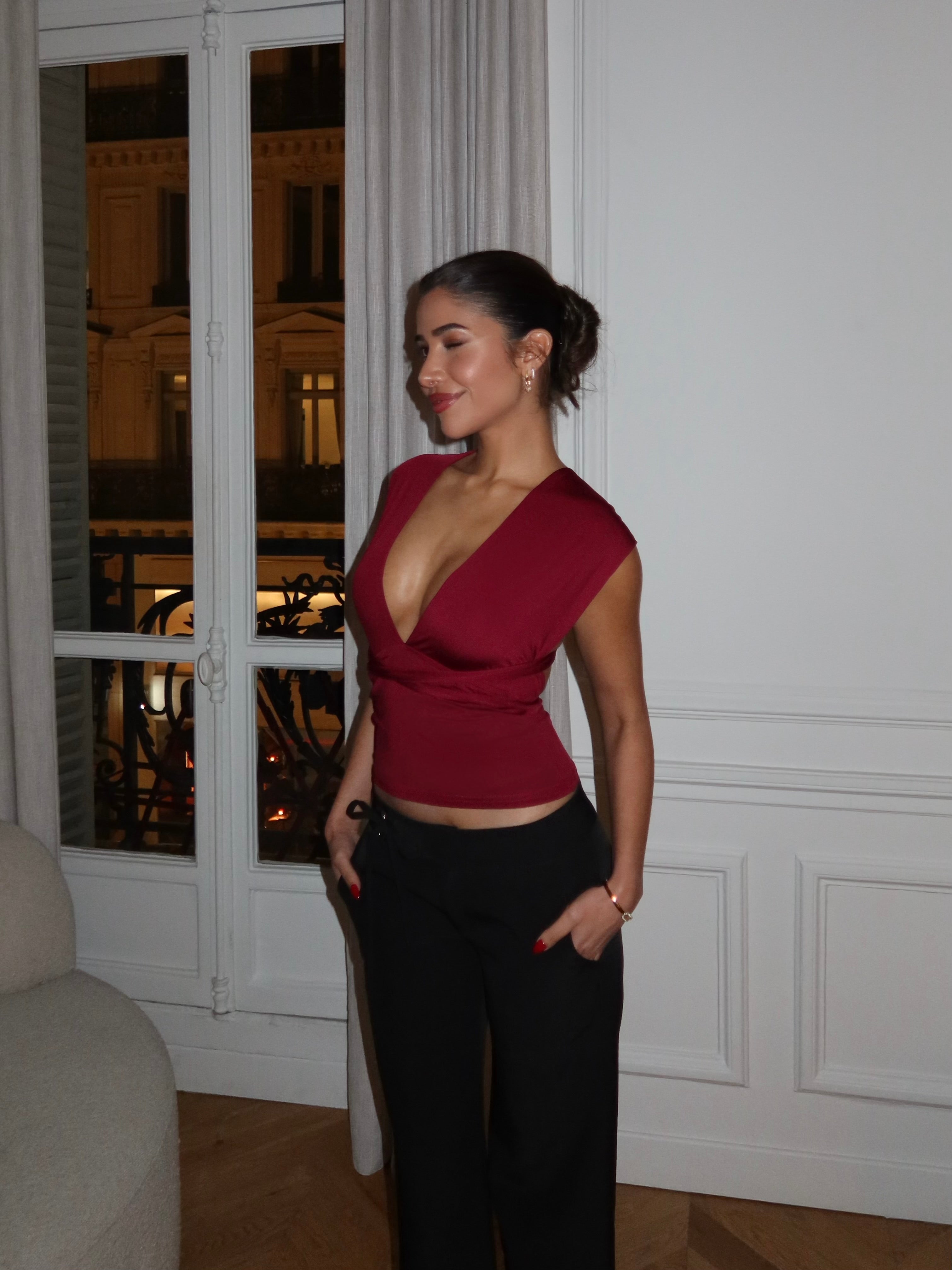 Mila multi top - mørk rød