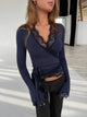 New ballerina basic lace top - mørk blå
