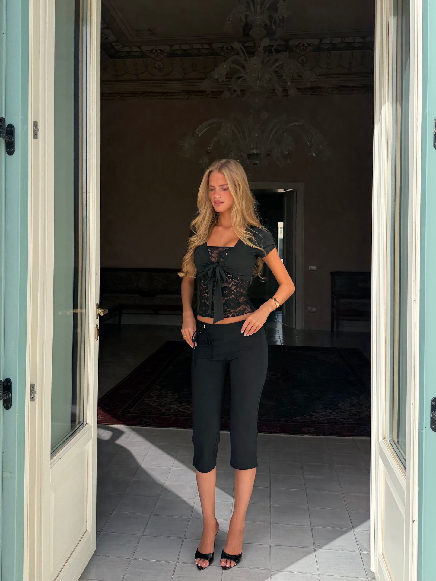 Buckle capri bukser - sort