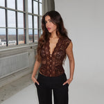 Pretty Luna lace tee - mørk brun