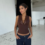 Lucia basic lace top - mørk brun