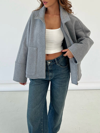 Wool zipper jacket - grå