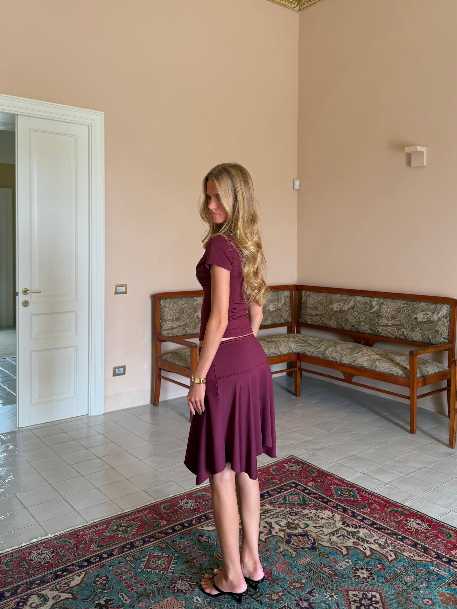 Lucia basic lace tee - bordeaux