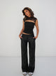 PU Vera Wide low waist bukser - sort