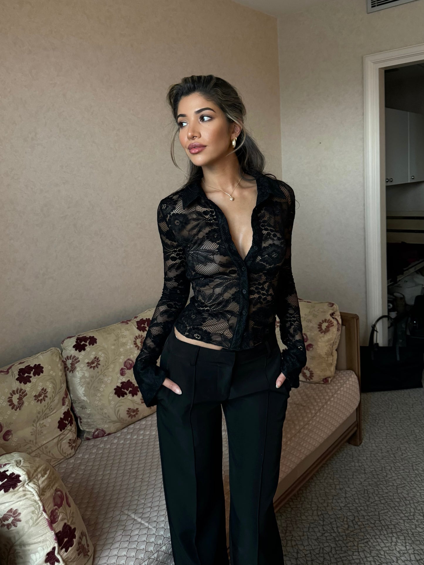 Grace lace top - sort