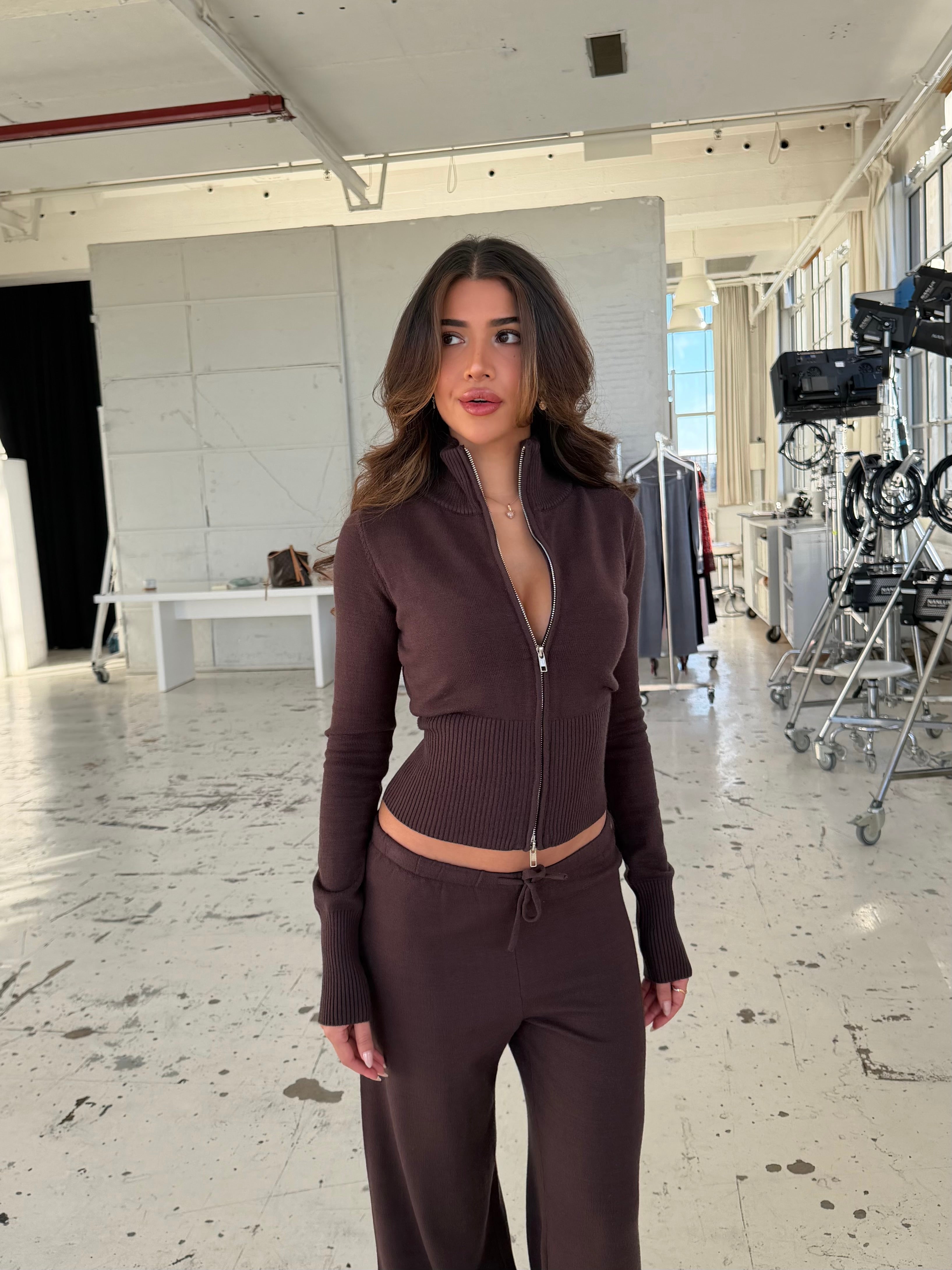 Zipper knit - mørk brun