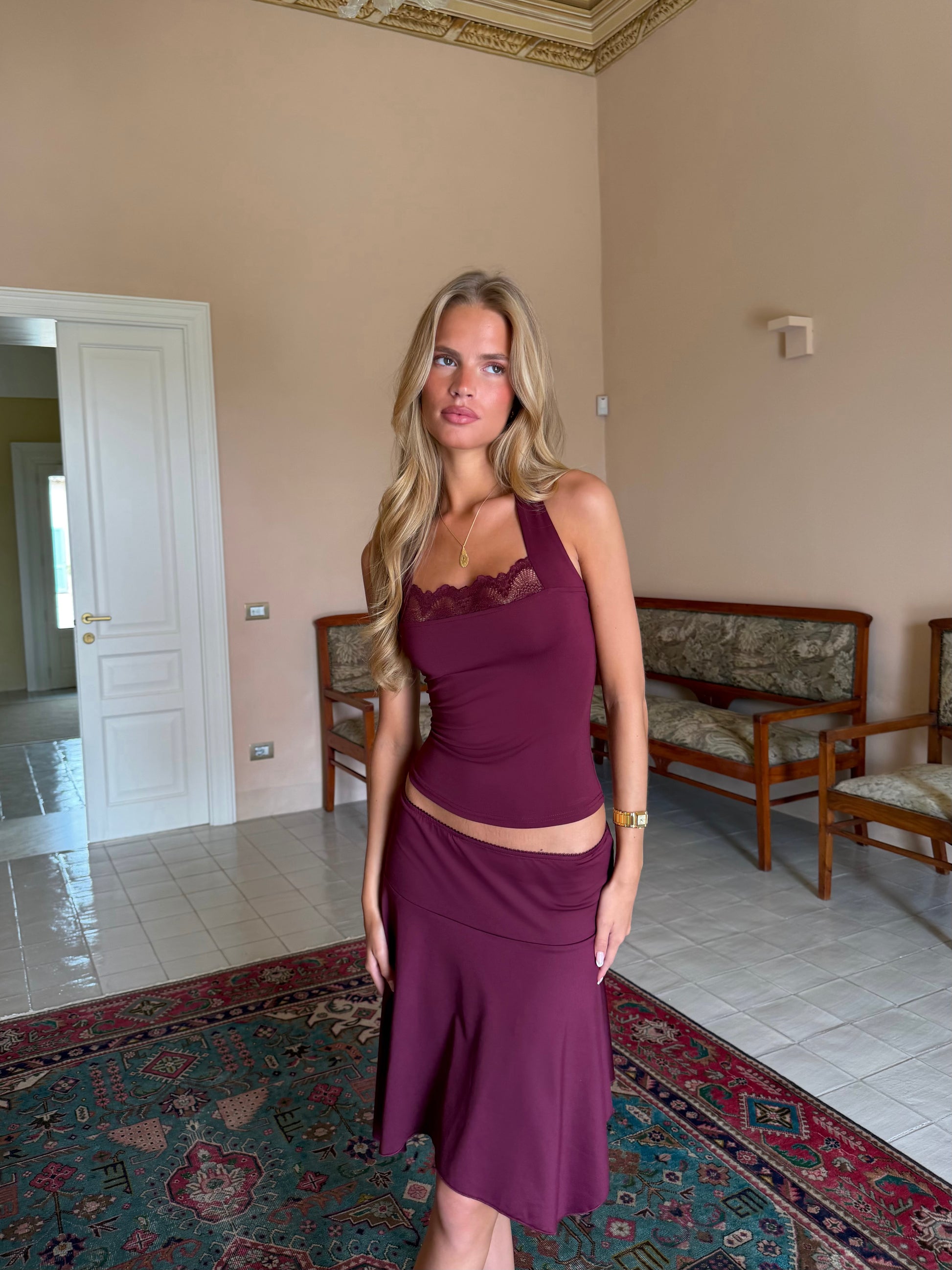 Elia lace top - bordeaux