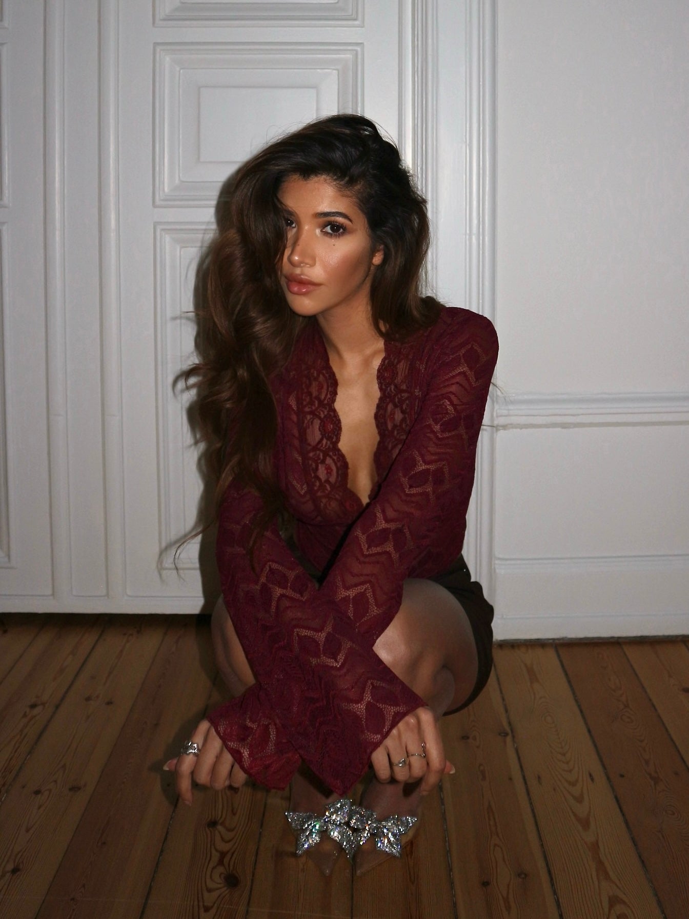 Pretty lace top - bordeaux