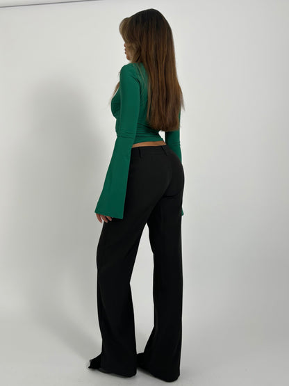 TALL Vera Wide low waist bukser - sort