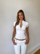 Pearl button top - hvid