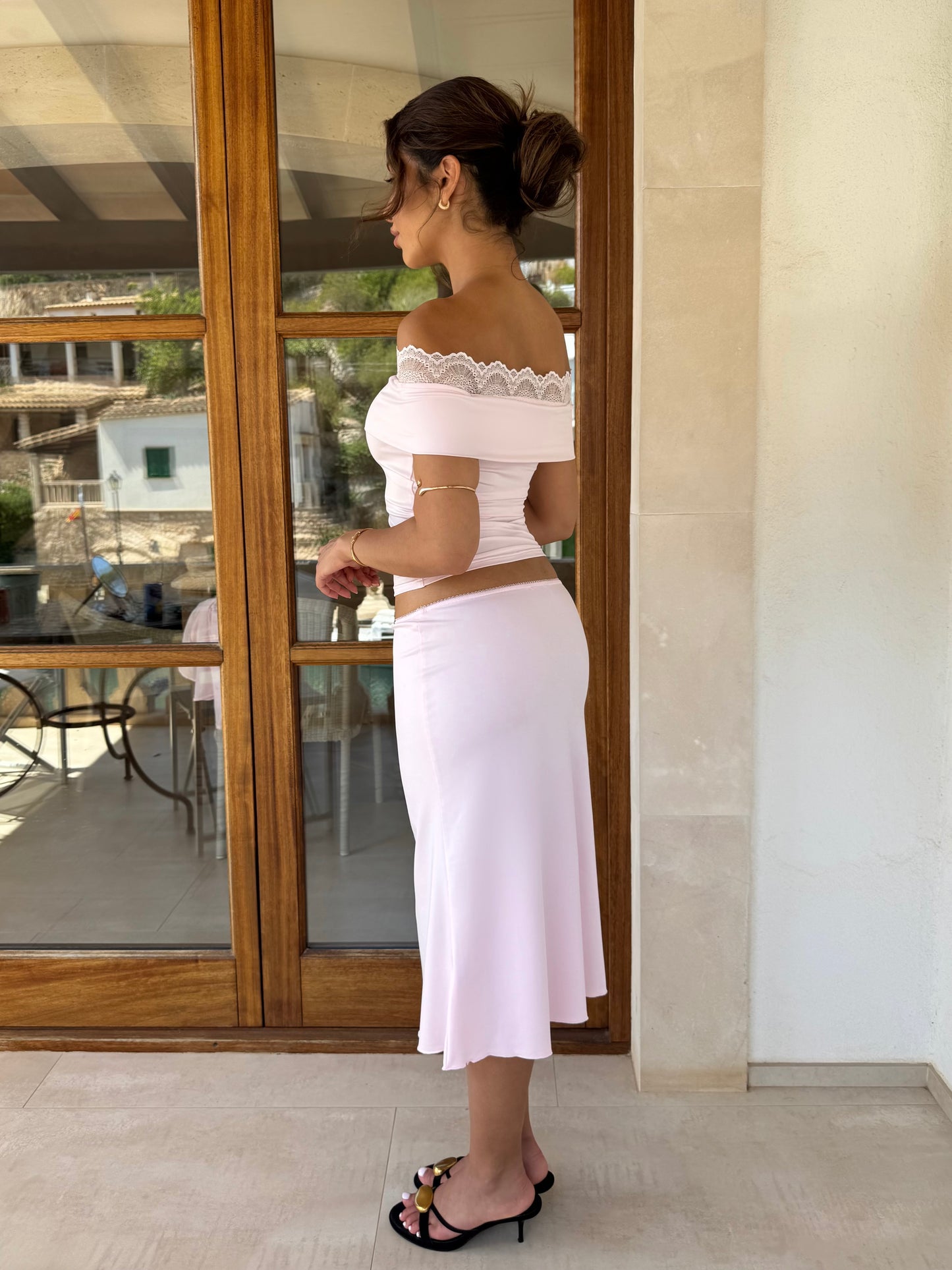 Leda lace top - lyserød