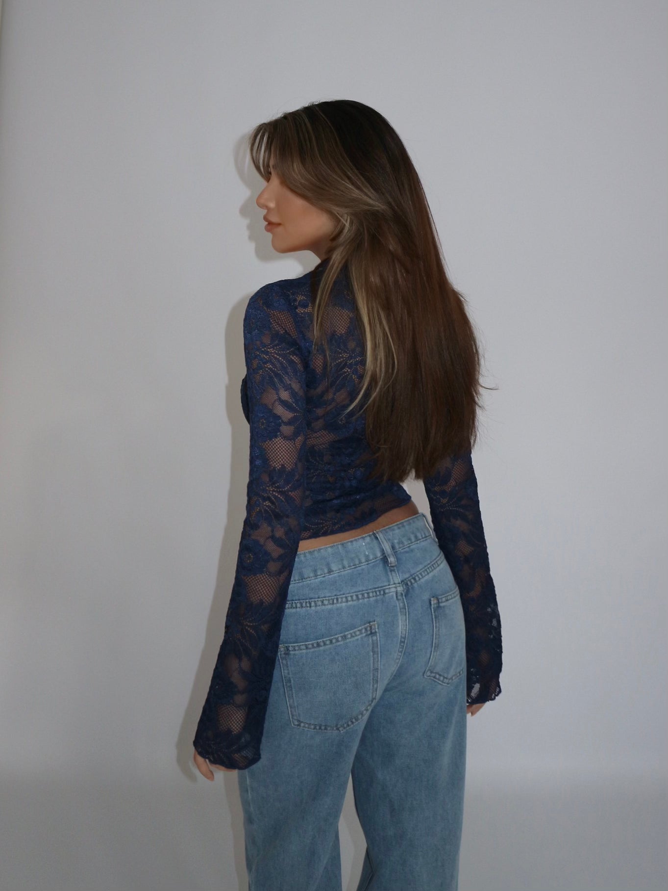 Pretty Luna lace top - mørk blå