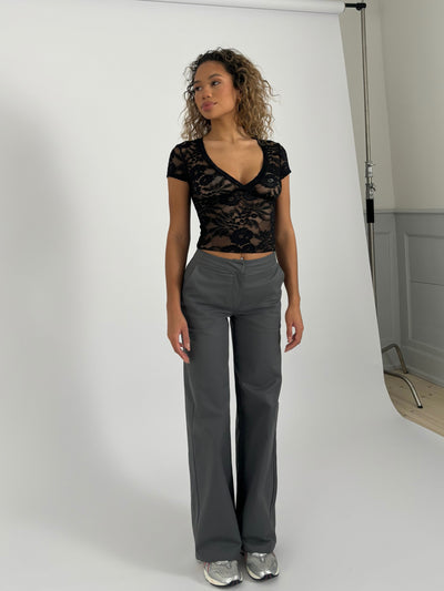 Buy Grey Trousers & Pants for Girls by INDIWEAVES Online