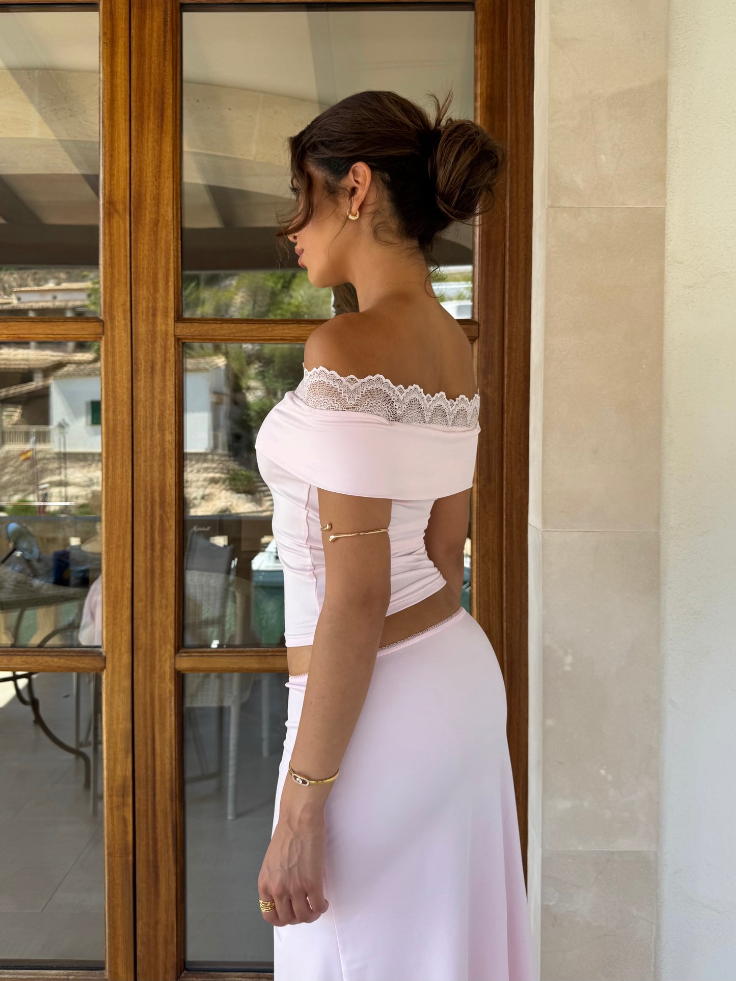 Leda lace top - lyserød