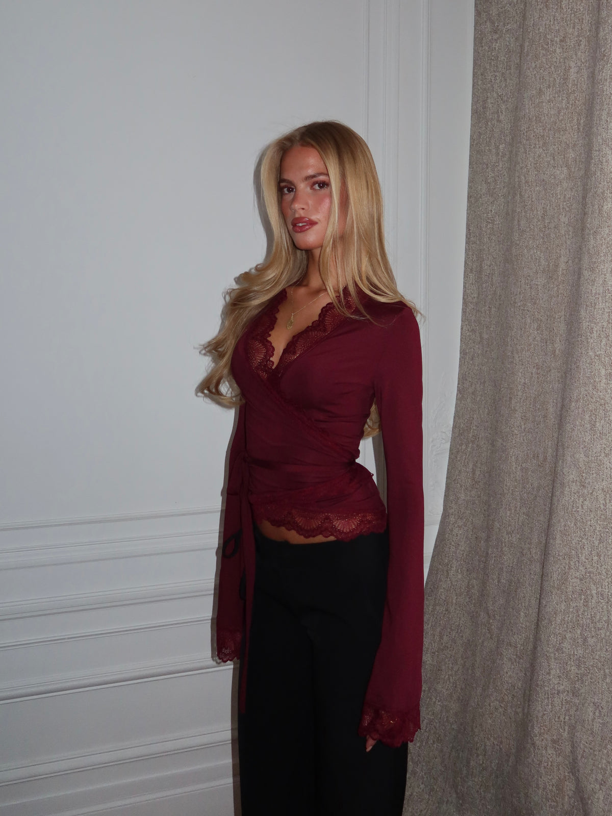 New ballerina basic lace top - bordeaux