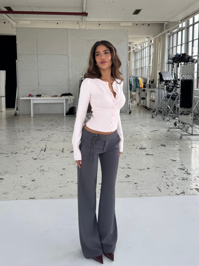 Buckle low waist bukser - mørk grå