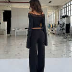 Buckle low waist bukser - sort