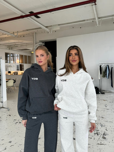 VDB hoodie - hvid/grå meleret