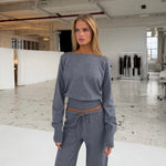 Open back knit top - meleret grå