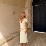 Lucia basic lace tee - lys gul