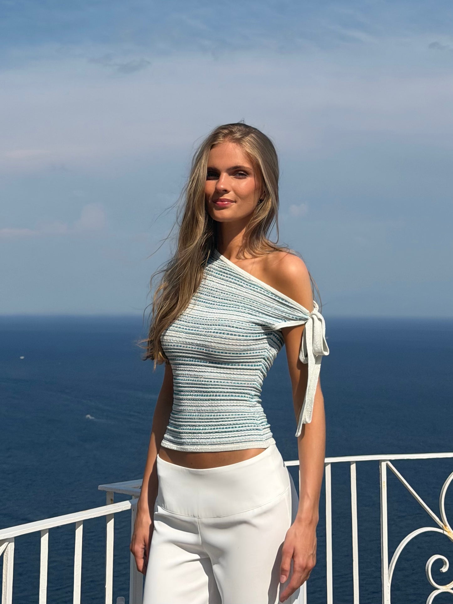 Nova knit top - blå glitter