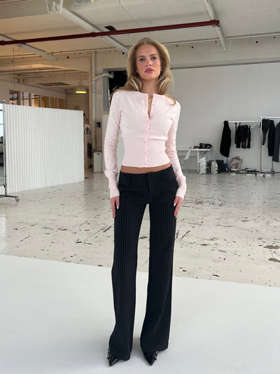 Livia low waist bukser - sort stribet