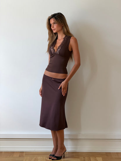 Lucia basic lace top - mørk brun