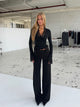 TALL Button low waist bukser - sort
