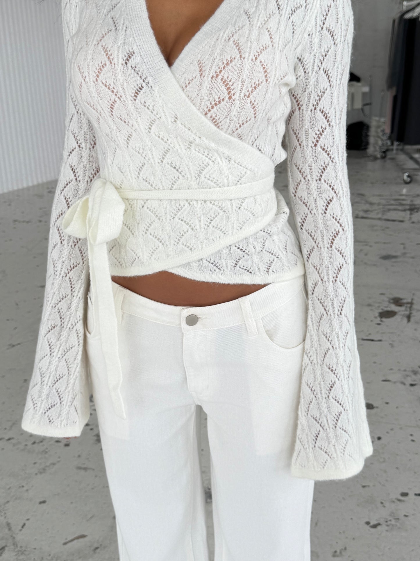 Lacework wool ballerina - hvid