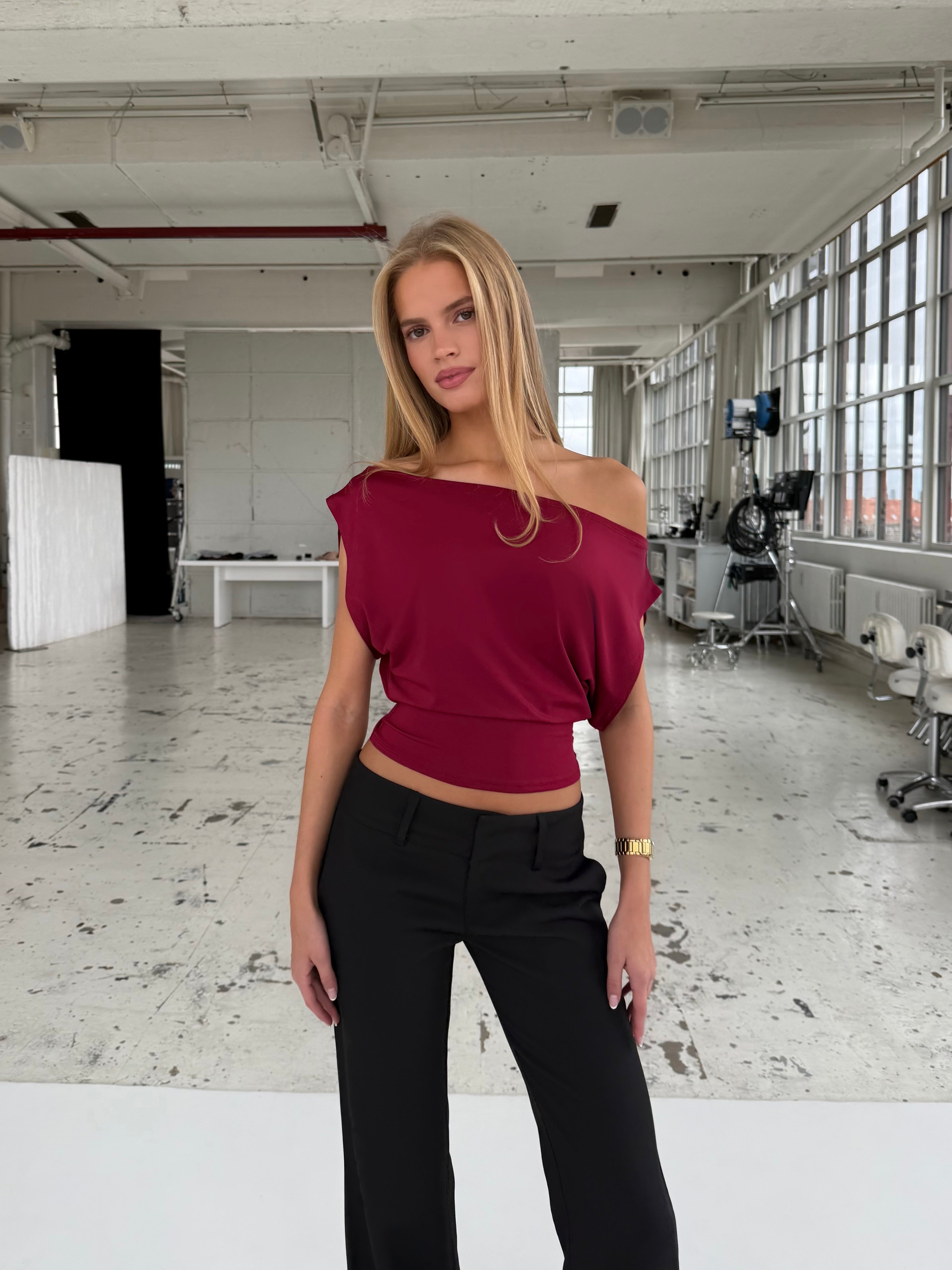 Hera basic top - mørk rød