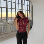 Cleo lace tee - bordeaux