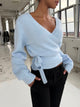 Wool blend wrap cardigan - lys blå