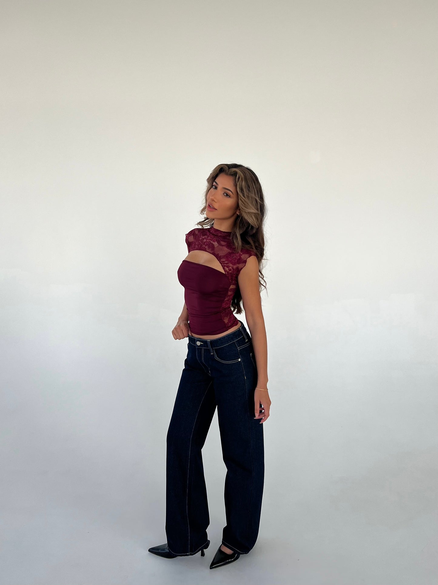 Lara lace top - bordeaux
