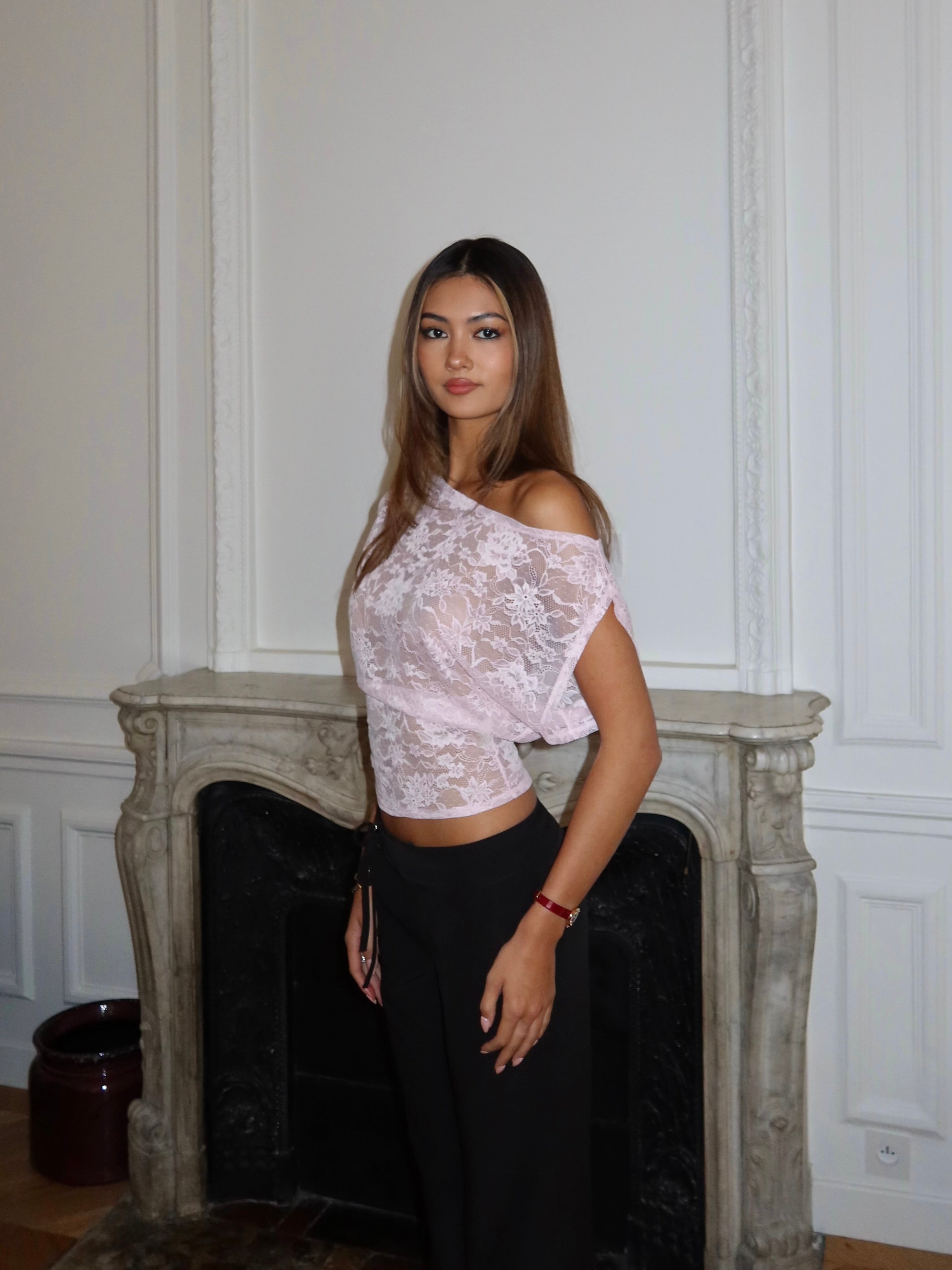 Iris lace top - lyserød