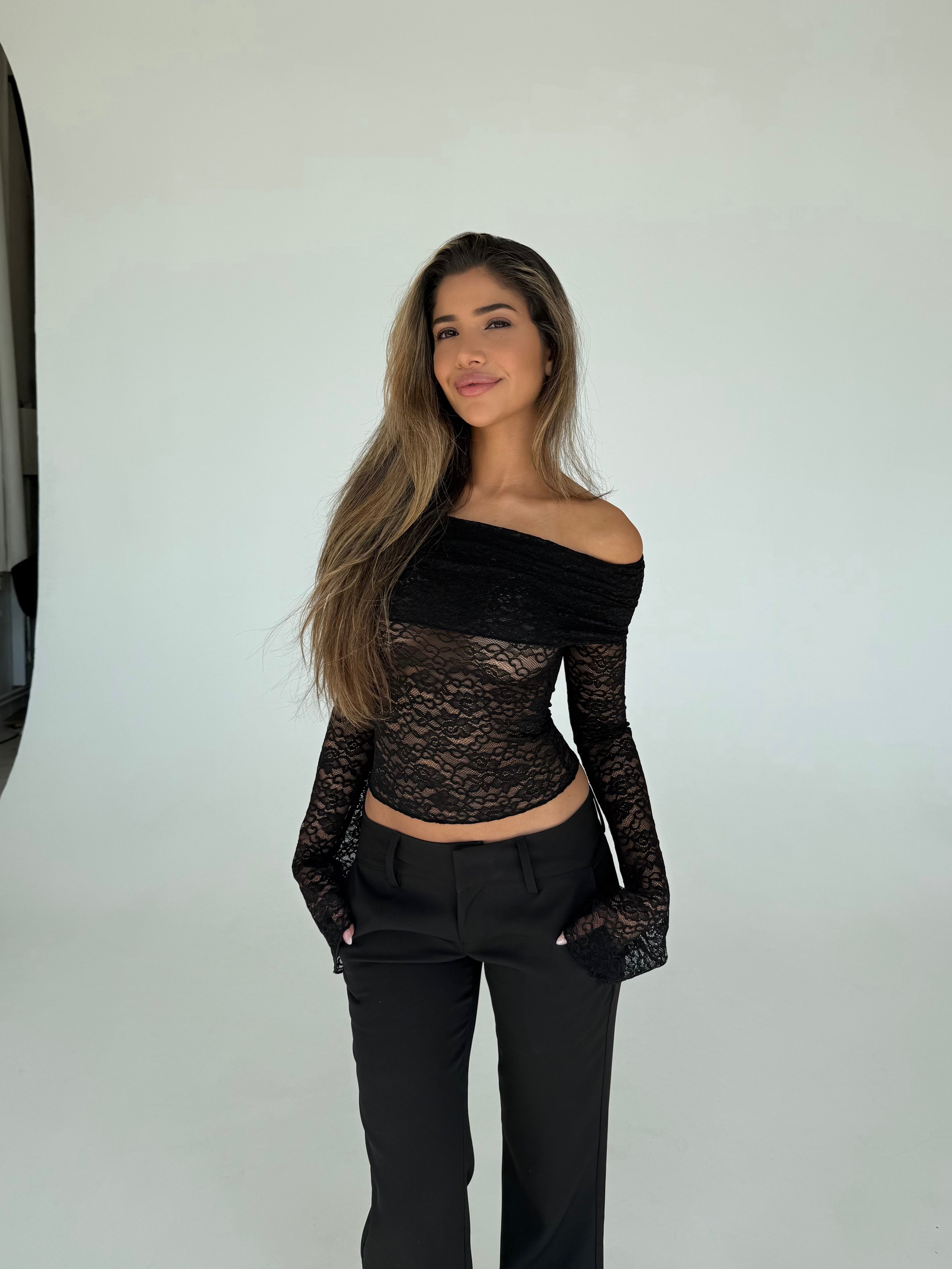 Kaia lace top - sort