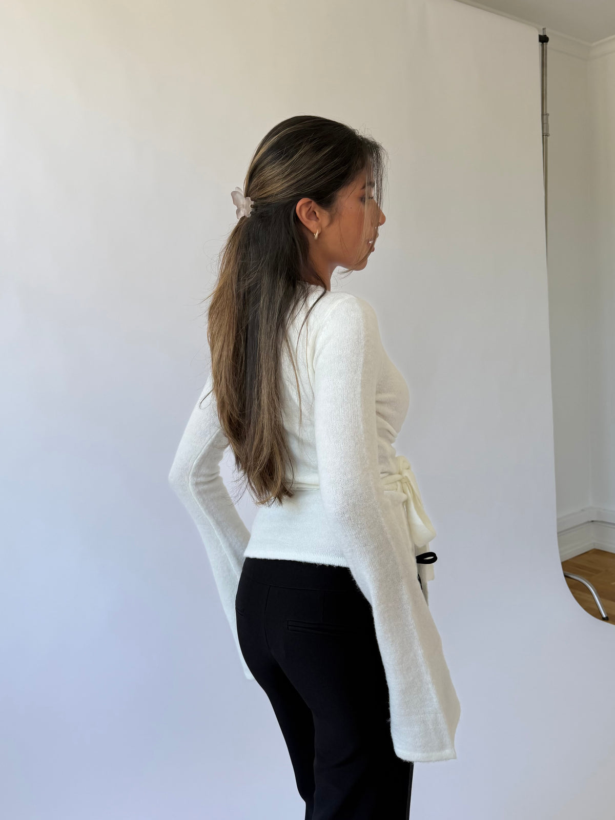 Wool crochet ballerina cardigan - hvid