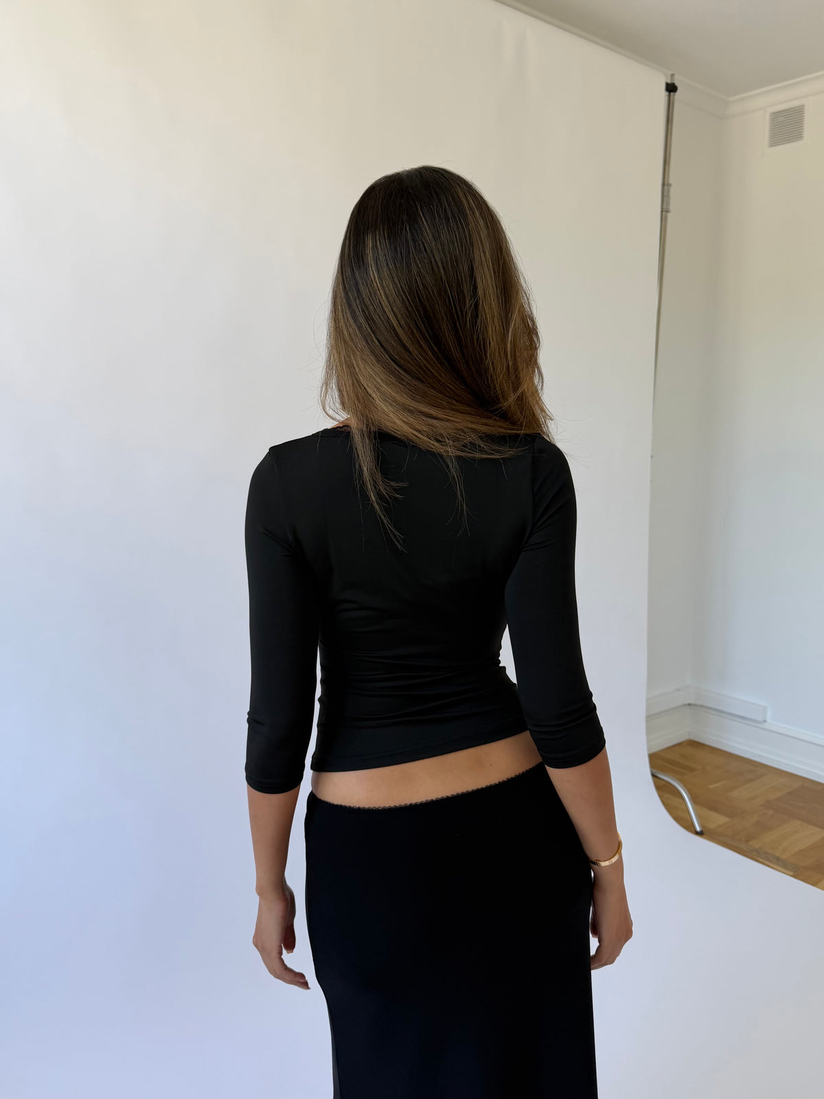 Quarter sleeve lace top - sort