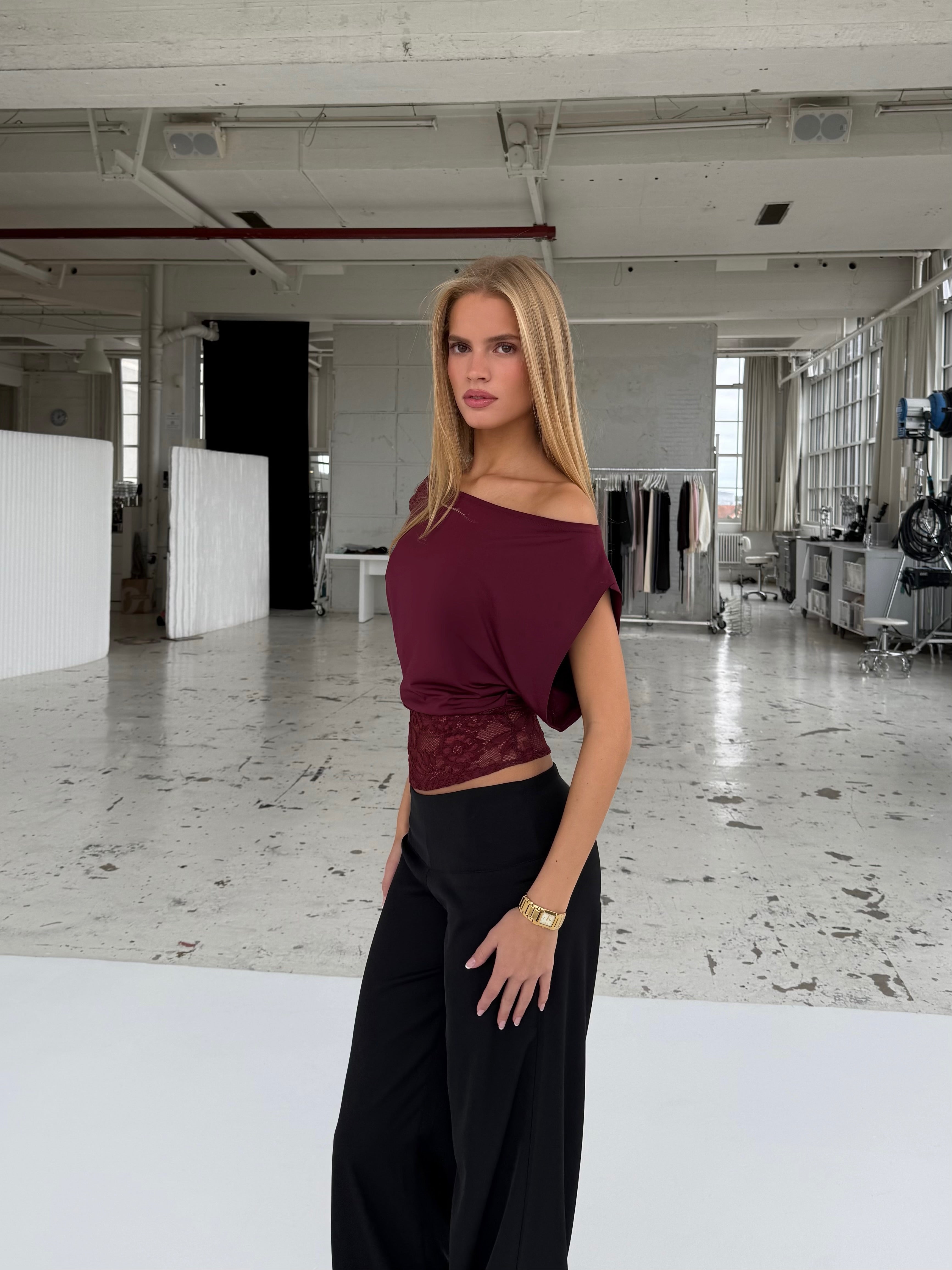 Hera basic lace top - bordeaux